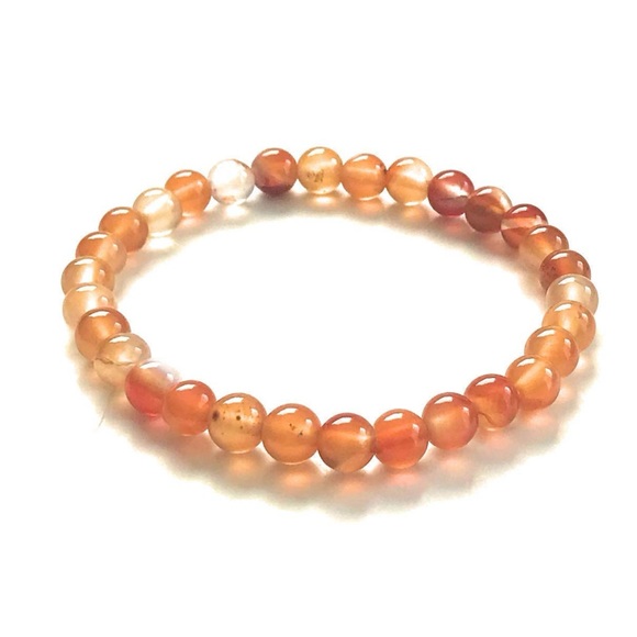 Carnelian Gemstone Beaded Stretch Bracelet - Picture 1 of 4